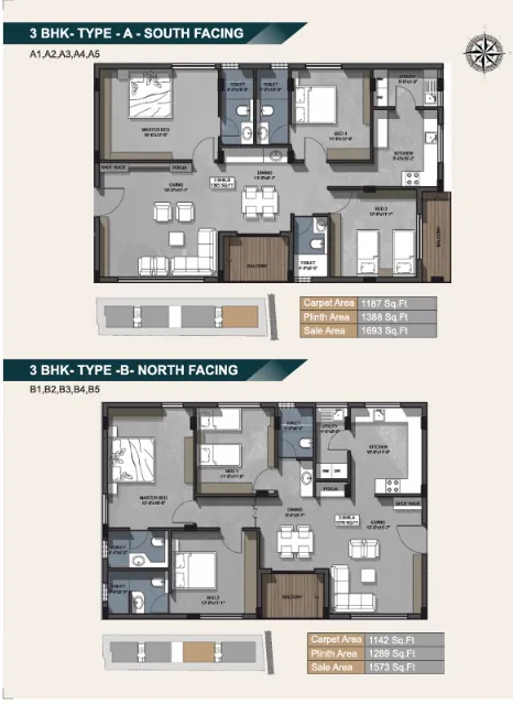 Southern Raj Elites - 3 BHK Floor Plan Layout